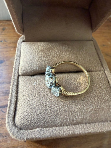 Bague 53 Bague trilogie en or jaune et or blanc 18 carats avec diamants 58 Facettes nlln