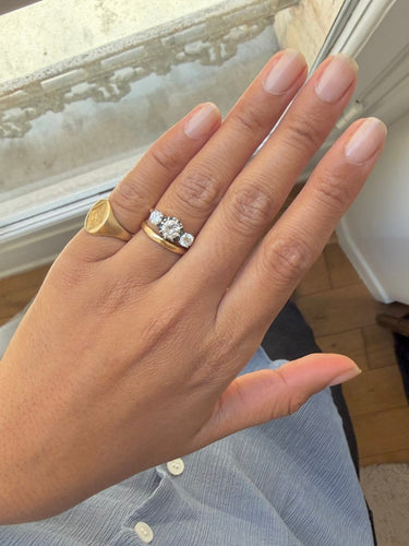 Bague 53 Bague trilogie en or jaune et or blanc 18 carats avec diamants 58 Facettes nlln