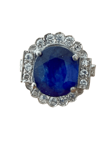 Pompadour - Bague en or blanc, saphir et diamants