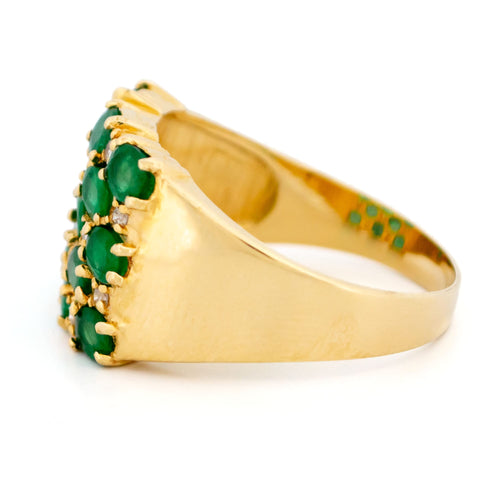 Bague 59.5 Bague pavée en or jaune 18k avec émeraudes et diamants 58 Facettes C3A0873746D6496299E553C4B70E4B58