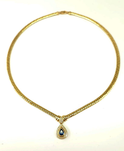 Collier Collier en or jaune 18k avec saphir poire et diamants 58 Facettes DV-1700E