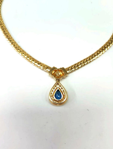 Collier Collier en or jaune 18k avec saphir poire et diamants 58 Facettes DV-1700E