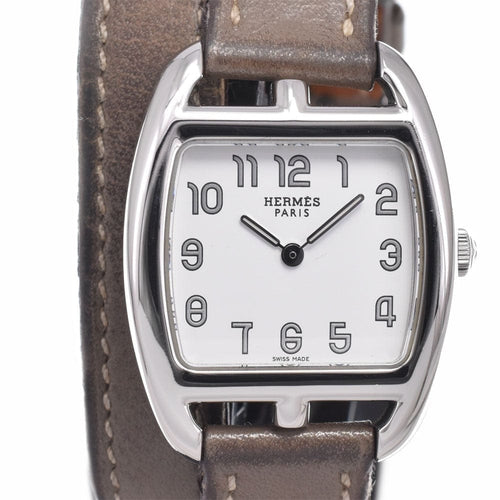 Montre Hermès - Montre Cape Cod Double Tour à quartz en acier inoxydable et cuir 58 Facettes kn7d5w96h2