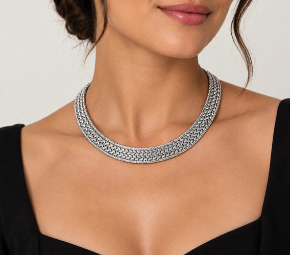 Collier CAPLAIN PARIS - Collier semi-rigide en or blanc 18k 58 Facettes Coll.2555