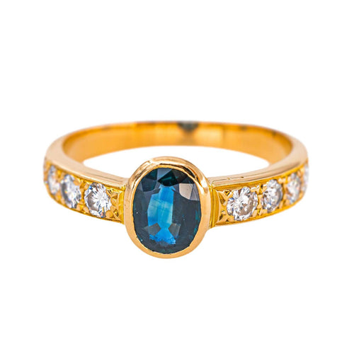 Bague 54 Bague en or jaune 18 carats, saphir et diamants 58 Facettes 5989138CN