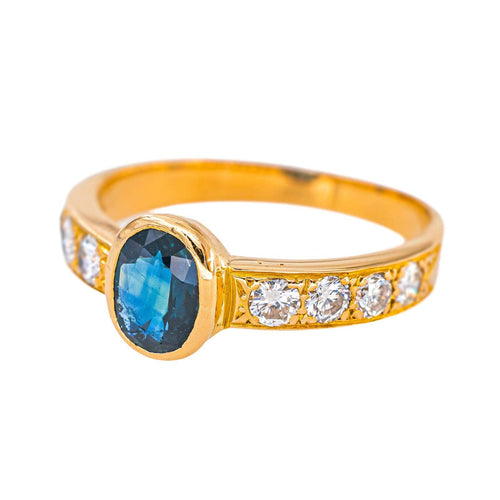 Bague 54 Bague en or jaune 18 carats, saphir et diamants 58 Facettes 5989138CN