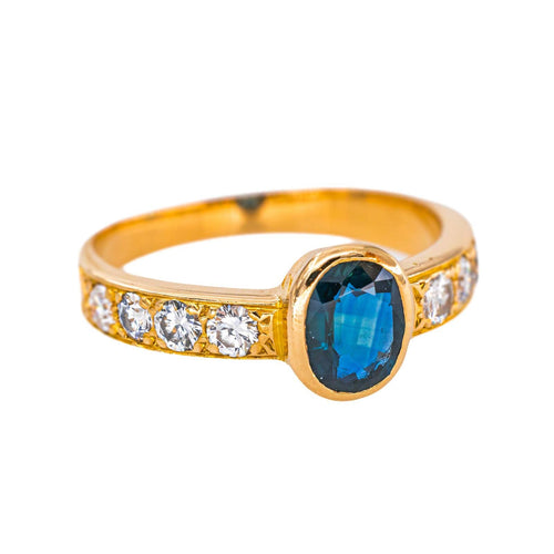 Bague 54 Bague en or jaune 18 carats, saphir et diamants 58 Facettes 5989138CN
