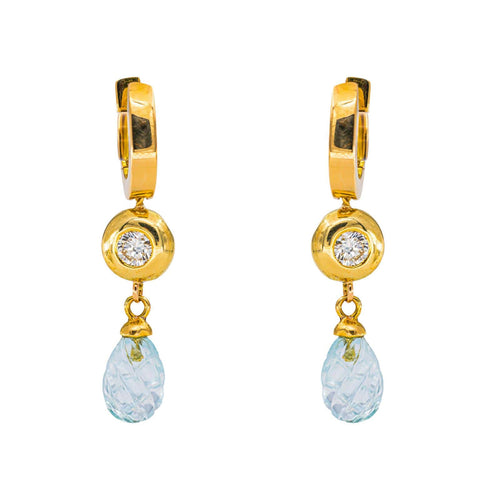 Boucles d'oreilles Boucles d’oreilles en or jaune 750, aigues-marines et diamants 58 Facettes 5973937CN