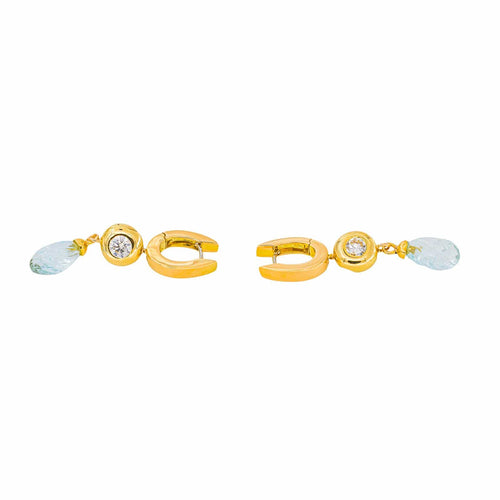 Boucles d'oreilles Boucles d’oreilles en or jaune 750, aigues-marines et diamants 58 Facettes 5973937CN