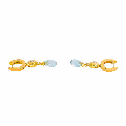 Boucles d'oreilles Boucles d’oreilles en or jaune 750, aigues-marines et diamants 58 Facettes 5973937CN
