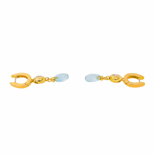Boucles d'oreilles Boucles d’oreilles en or jaune 750, aigues-marines et diamants 58 Facettes 5973937CN