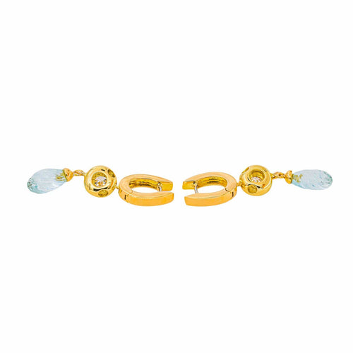 Boucles d'oreilles Boucles d’oreilles en or jaune 750, aigues-marines et diamants 58 Facettes 5973937CN