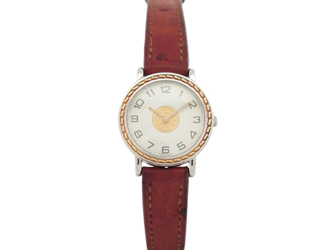 Montre Hermès - Montre Sellier à quartz, acier et plaqué or, 24 mm 58 Facettes 277751