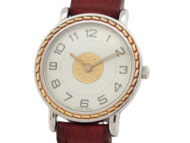 Montre Hermès - Montre Sellier à quartz, acier et plaqué or, 24 mm 58 Facettes 277751