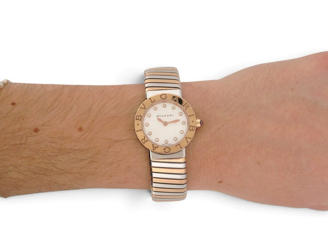 Montre Bulgari - Montre Serpenti Tubogas 26 mm en acier et or rose 18k 58 Facettes 277715
