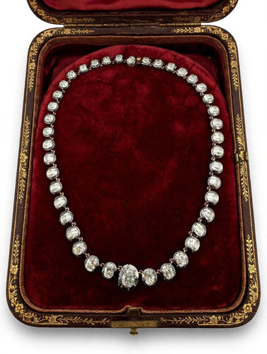 Collier Collier rivière en or - Diamants naturels taille Old Mine Cut Cushion, époque victorienne 58 Facettes 615/26 A