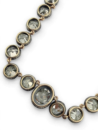 Collier Collier rivière en or - Diamants naturels taille Old Mine Cut Cushion, époque victorienne 58 Facettes 615/26 A