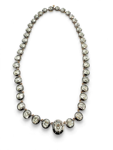 Collier Collier rivière en or - Diamants naturels taille Old Mine Cut Cushion, époque victorienne 58 Facettes 615/26 A