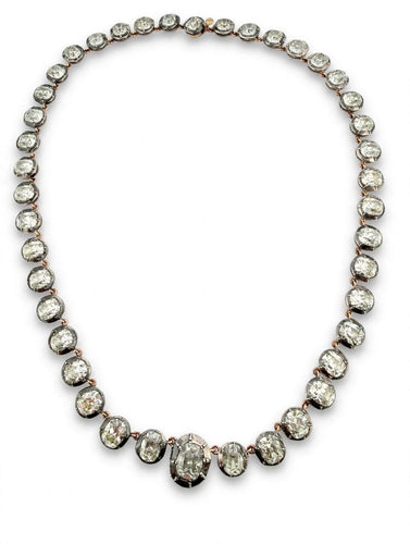 Collier Collier rivière en or - Diamants naturels taille Old Mine Cut Cushion, époque victorienne 58 Facettes 615/26 A