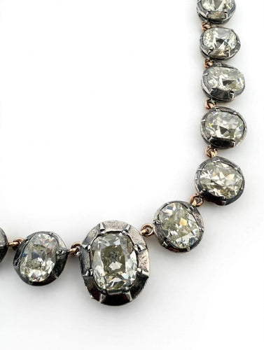 Collier Collier rivière en or - Diamants naturels taille Old Mine Cut Cushion, époque victorienne 58 Facettes 615/26 A