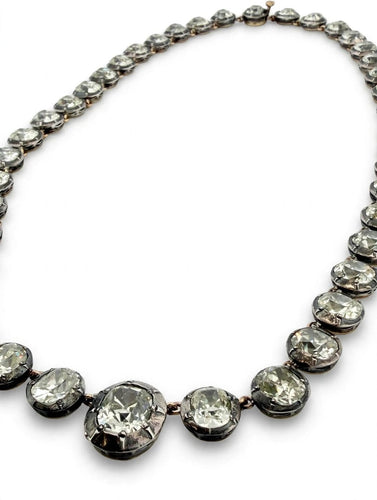 Collier Collier rivière en or - Diamants naturels taille Old Mine Cut Cushion, époque victorienne 58 Facettes 615/26 A