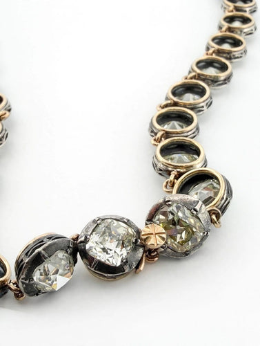 Collier Collier rivière en or - Diamants naturels taille Old Mine Cut Cushion, époque victorienne 58 Facettes 615/26 A