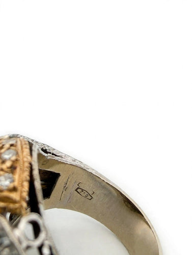 Bague 49 Bague cocktail en or jaune et blanc 18k, saphir étoilé et diamants 58 Facettes 632/26 B SHD