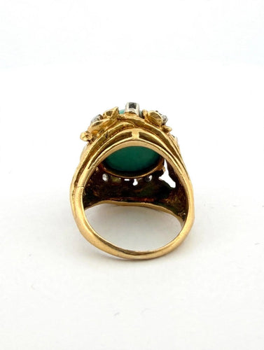 Bague 49 Bague cocktail des années 1960-1970 en or jaune 18 carats, turquoise et diamants 58 Facettes 632/26 A SHD