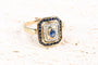 Bague 56 Bague en or jaune 18 carats, 29 saphirs bleus et 8 diamants, 4,20 g 58 Facettes BG-SAPHORJ-107