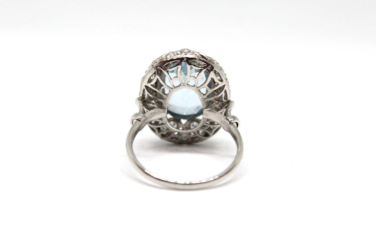 Bague 54 Bague en platine avec aigue-marine et diamants 58 Facettes ANILLO 28