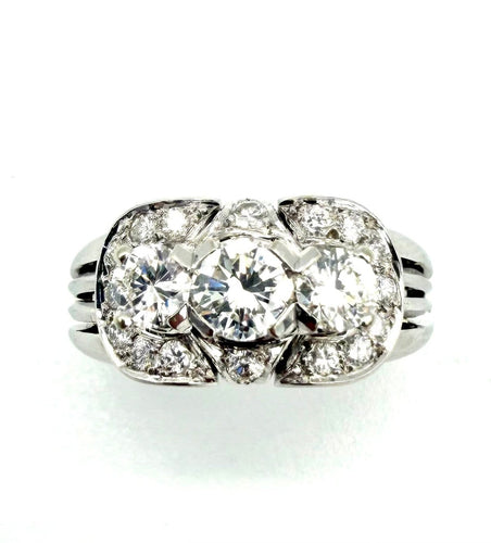 Bague 51 Bague vintage en or blanc 18k avec diamants, 1 ct 58 Facettes VINTAGE BG DV
