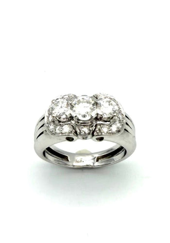 Bague 51 Bague vintage en or blanc 18k avec diamants, 1 ct 58 Facettes VINTAGE BG DV