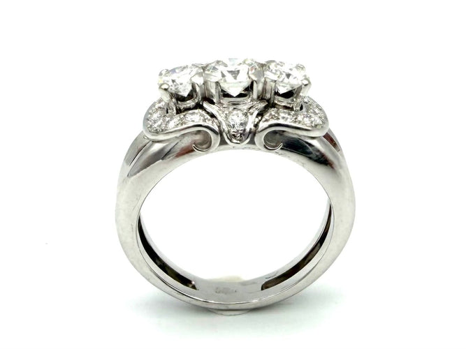 Bague 51 Bague vintage en or blanc 18k avec diamants, 1 ct 58 Facettes VINTAGE BG DV