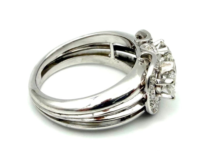 Bague 51 Bague vintage en or blanc 18k avec diamants, 1 ct 58 Facettes VINTAGE BG DV