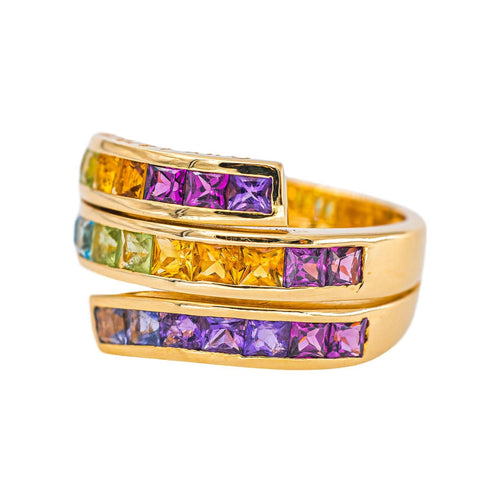Guy Laroche - Bague en or jaune 750, grenats, citrines et pierres fines 58 Facettes 5621145CN