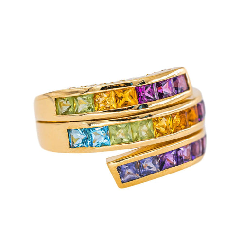 Guy Laroche - Bague en or jaune 750, grenats, citrines et pierres fines 58 Facettes 5621145CN