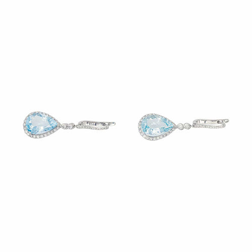 Boucles d’oreilles dormeuses en or blanc 18 carats, aigues-marines et diamants 58 Facettes 5664791RV
