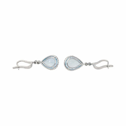 Boucles d’oreilles dormeuses en or blanc 18 carats, aigues-marines et diamants 58 Facettes 5664791RV