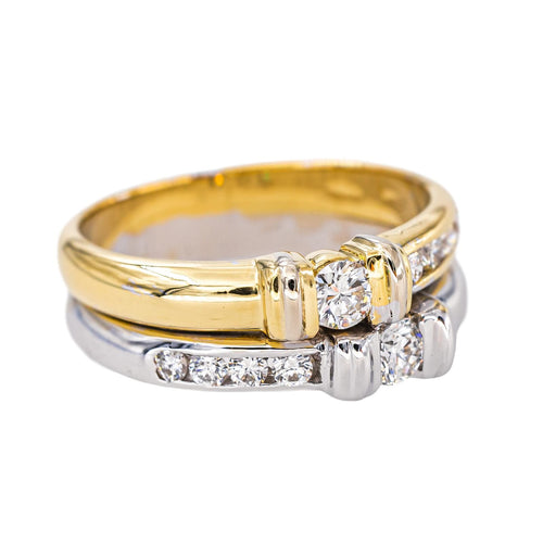 Bague en or jaune et blanc 750, diamants taille brillant 58 Facettes 5712311CN