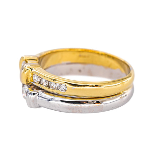 Bague en or jaune et blanc 750, diamants taille brillant 58 Facettes 5712311CN