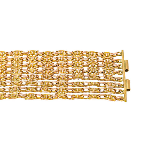 Bracelet - Maille drapée en or rose et jaune 18 carats 58 Facettes 5765271CN