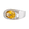 Bague en or blanc 18 carats, citrine ovale et diamants 58 Facettes 5778618CN