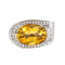 Bague en or blanc 18 carats, citrine ovale et diamants 58 Facettes 5778618CN