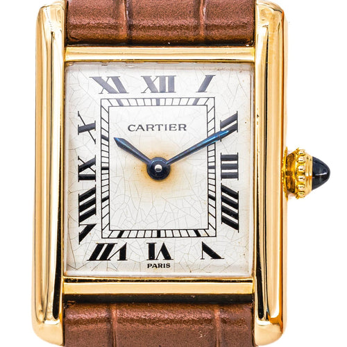 Cartier - Montre Tank Louis en or jaune 18 carats, saphir 58 Facettes 5782520CN