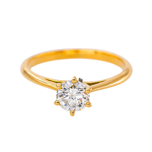 Bague solitaire en or jaune 750 avec diamant 58 Facettes 5827630CN