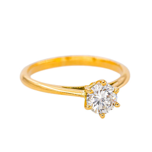 Bague solitaire en or jaune 750 avec diamant 58 Facettes 5827630CN