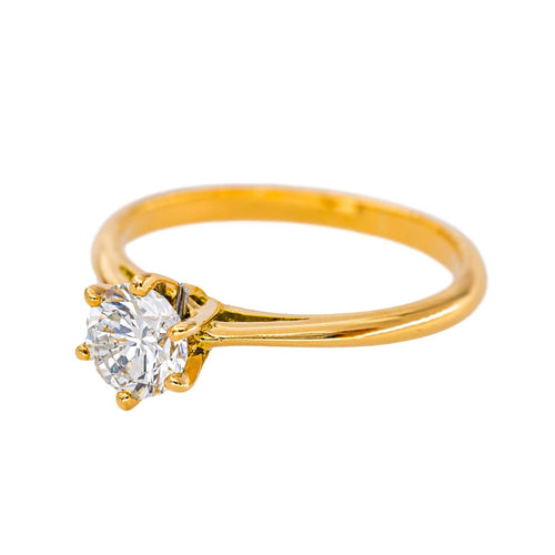 Bague solitaire en or jaune 750 avec diamant 58 Facettes 5827630CN