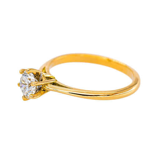 Bague solitaire en or jaune 750 avec diamant 58 Facettes 5827630CN