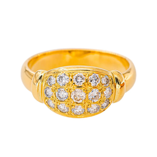 Bague en or jaune 750 pavée de diamants taille brillant 58 Facettes 5965165CN