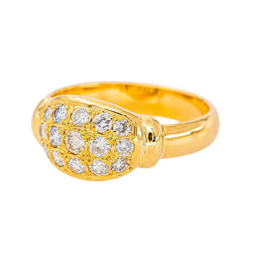 Bague en or jaune 750 pavée de diamants taille brillant 58 Facettes 5965165CN